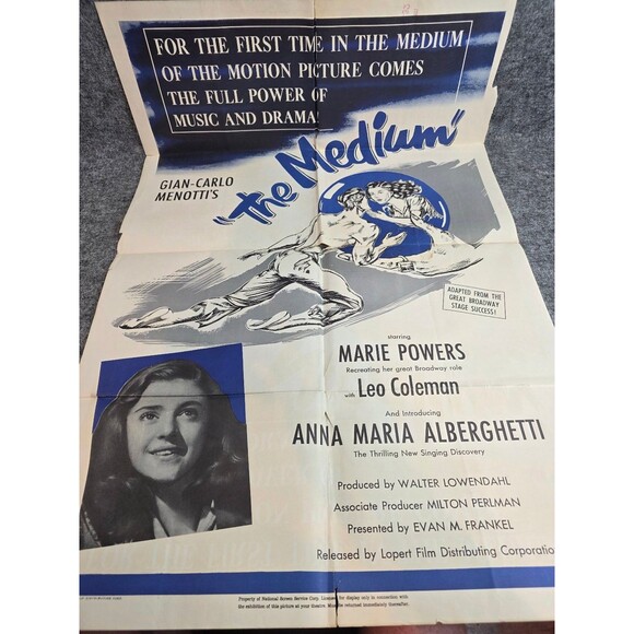 Other - 1952 The Medium Movie Poster Gian-Carlo Menotti Broadway Film Ephemera